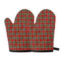 Red Green And White Tartan Pattern Print Oven Mitts