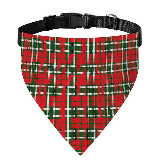 Red Green And White Tartan Pattern Print Over The Collar Dog Bandana
