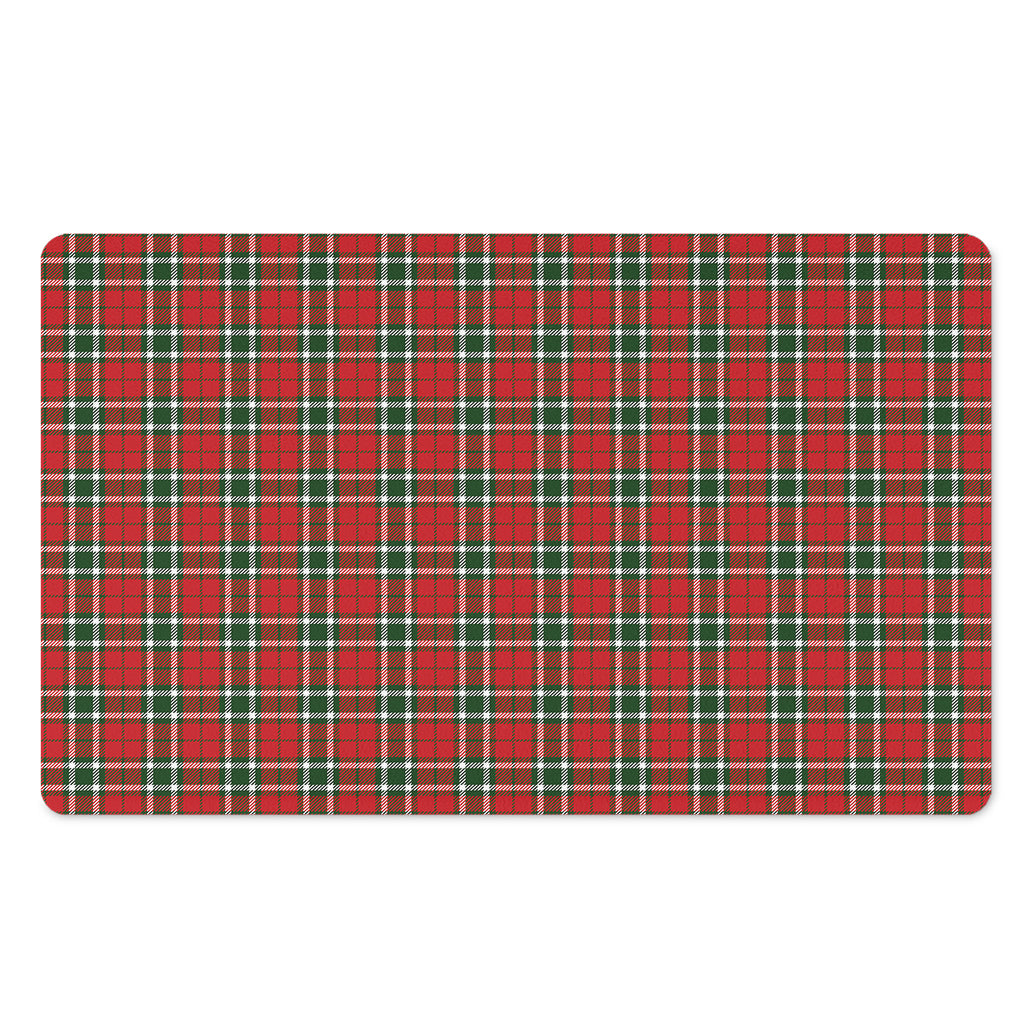 Red Green And White Tartan Pattern Print Polyester Doormat