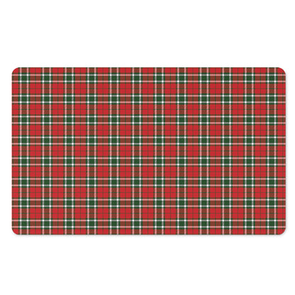 Red Green And White Tartan Pattern Print Polyester Doormat