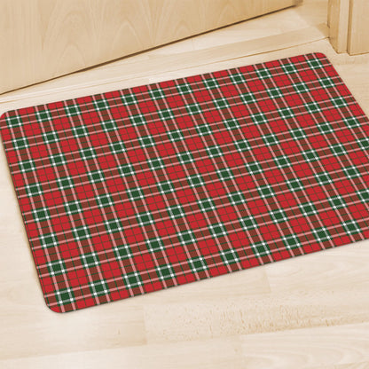 Red Green And White Tartan Pattern Print Polyester Doormat