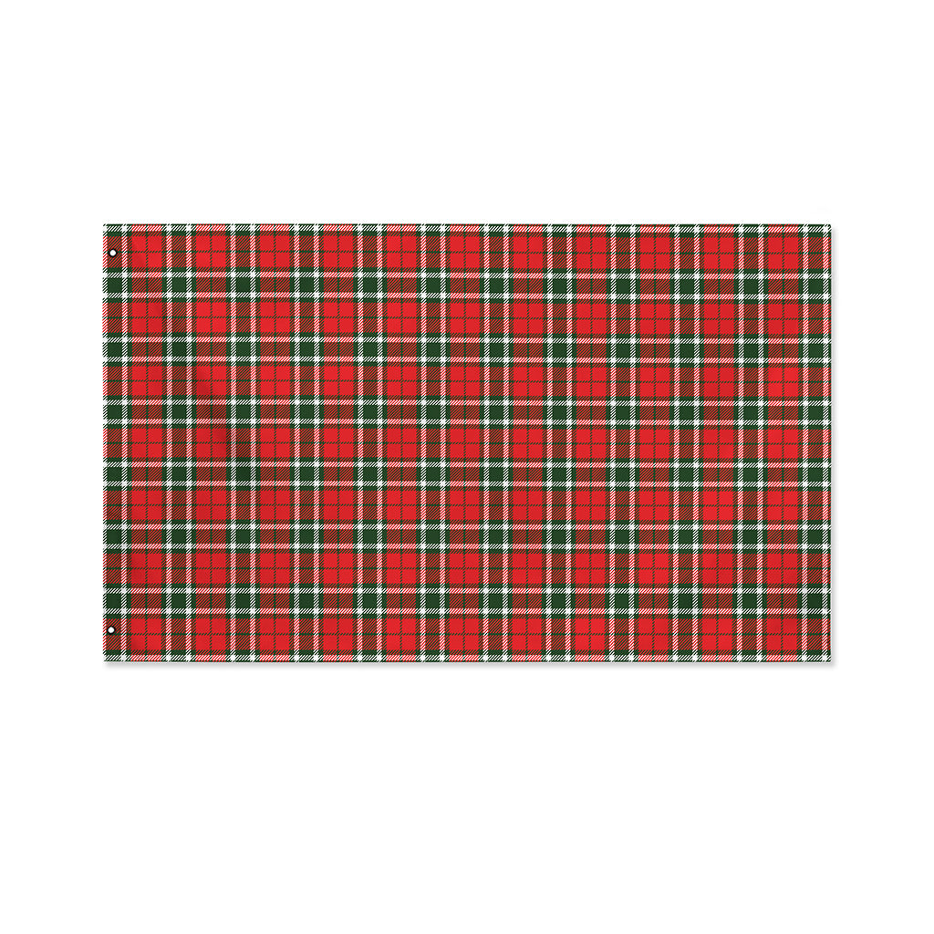 Red Green And White Tartan Pattern Print Polyester Flag