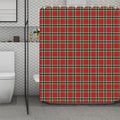 Red Green And White Tartan Pattern Print Polyester Shower Curtain