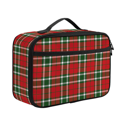 Red Green And White Tartan Pattern Print Portable Lunch Bag
