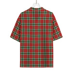 Red Green And White Tartan Pattern Print Rayon Hawaiian Shirt