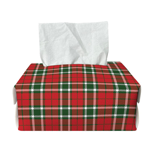 Red Green And White Tartan Pattern Print Rectangle Tissue Box Cover