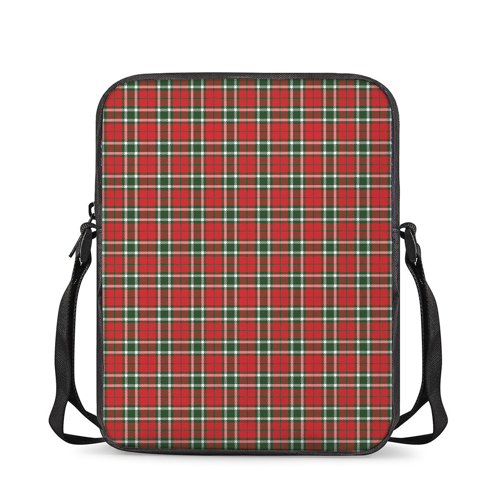 Red Green And White Tartan Pattern Print Rectangular Crossbody Bag