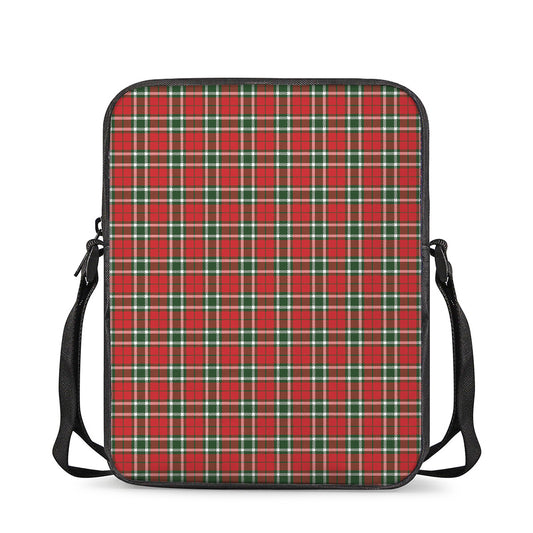 Red Green And White Tartan Pattern Print Rectangular Crossbody Bag