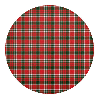 Red Green And White Tartan Pattern Print Round Blanket