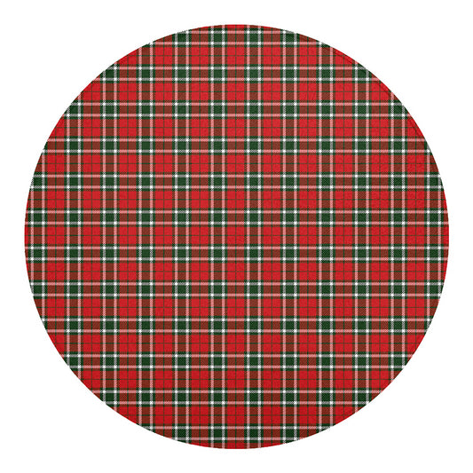 Red Green And White Tartan Pattern Print Round Blanket