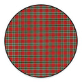 Red Green And White Tartan Pattern Print Round Floor Mat