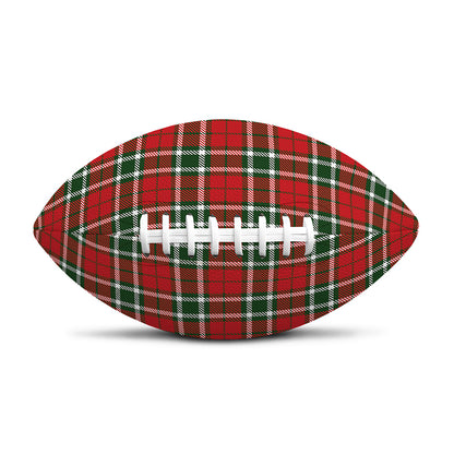 Red Green And White Tartan Pattern Print Rugby Ball