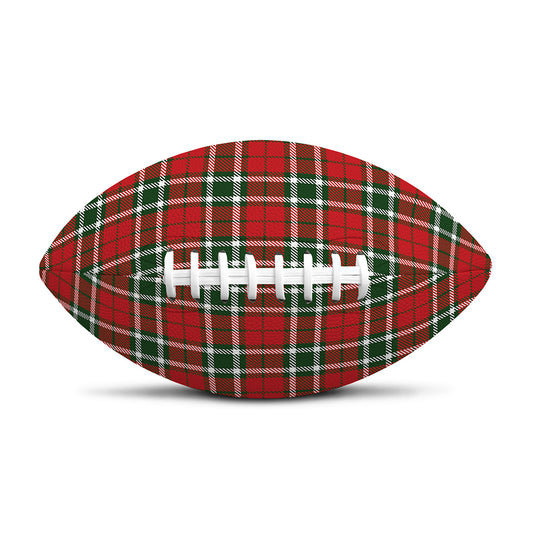 Red Green And White Tartan Pattern Print Rugby Ball