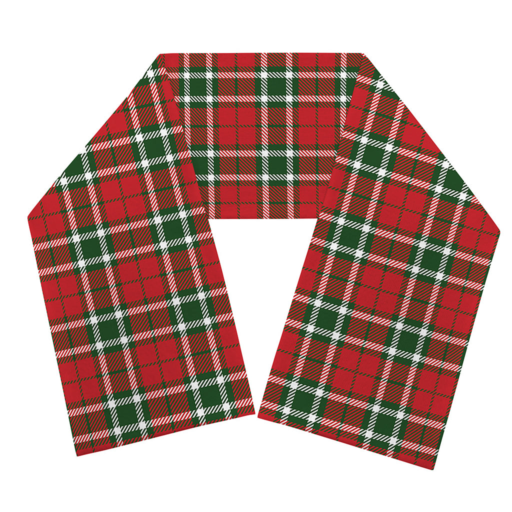Red Green And White Tartan Pattern Print Scarf