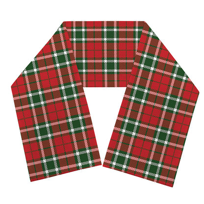 Red Green And White Tartan Pattern Print Scarf