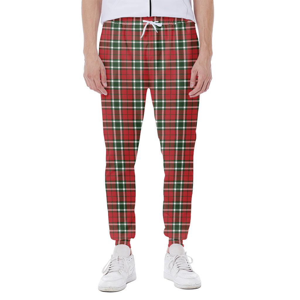 Red Green And White Tartan Pattern Print Scuba Joggers