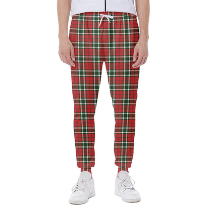 Red Green And White Tartan Pattern Print Scuba Joggers