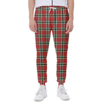 Red Green And White Tartan Pattern Print Scuba Joggers