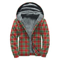 Red Green And White Tartan Pattern Print Sherpa Lined Zip Up Hoodie