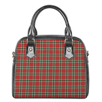 Red Green And White Tartan Pattern Print Shoulder Handbag