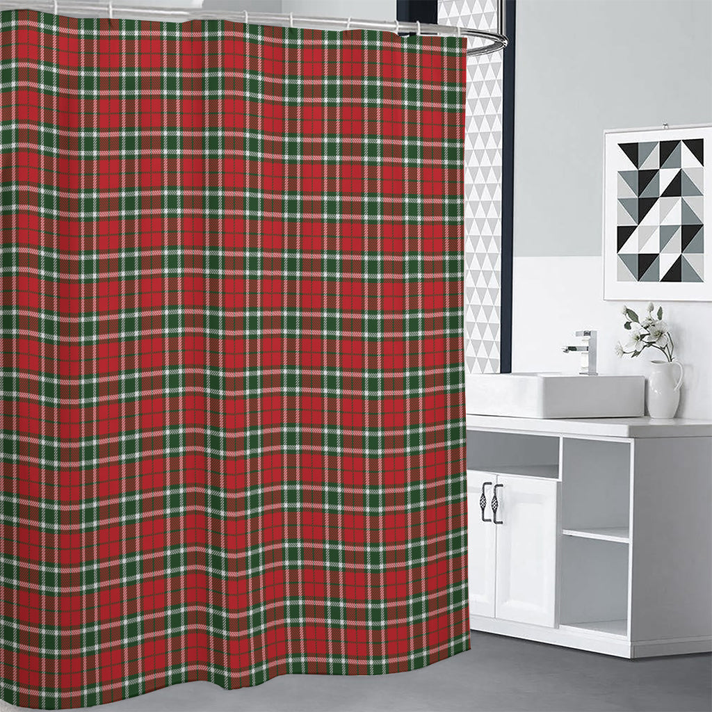 Red Green And White Tartan Pattern Print Shower Curtain