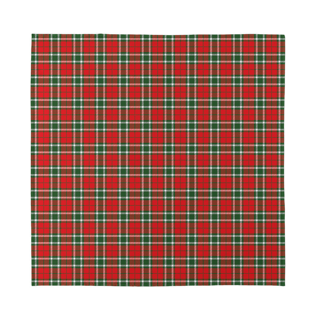 Red Green And White Tartan Pattern Print Silk Bandana