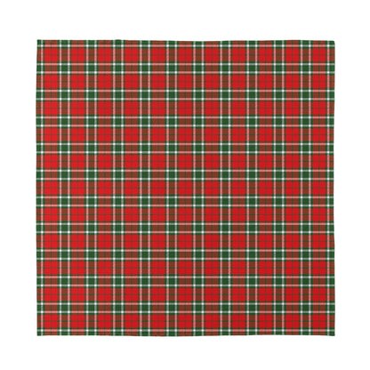 Red Green And White Tartan Pattern Print Silk Bandana