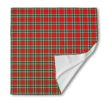 Red Green And White Tartan Pattern Print Silk Bandana