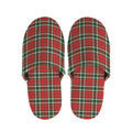 Red Green And White Tartan Pattern Print Slippers