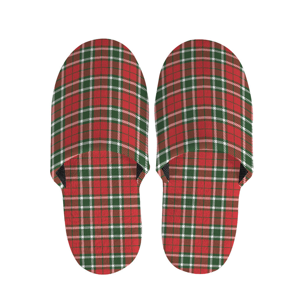 Red Green And White Tartan Pattern Print Slippers