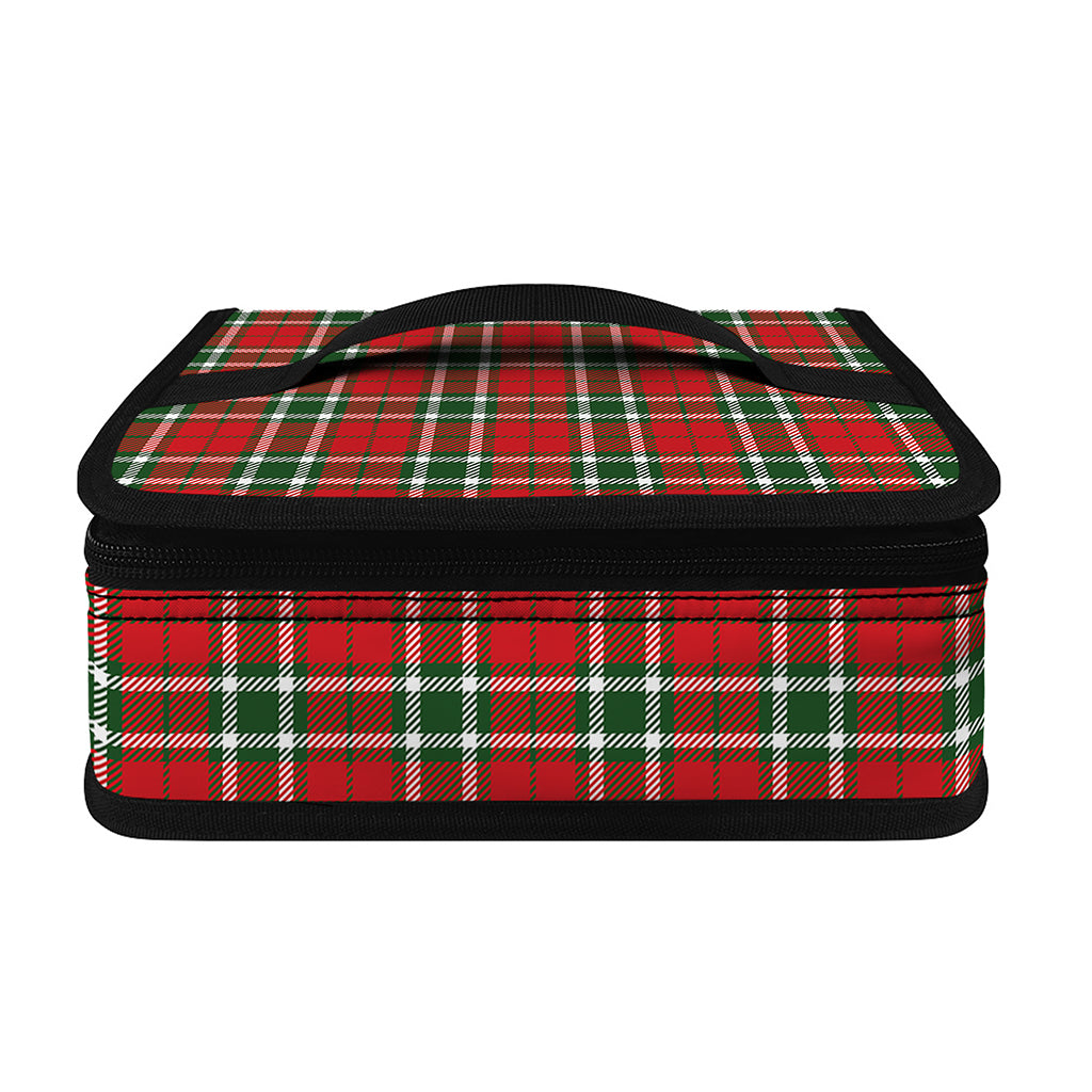 Red Green And White Tartan Pattern Print Small Lunch Bag
