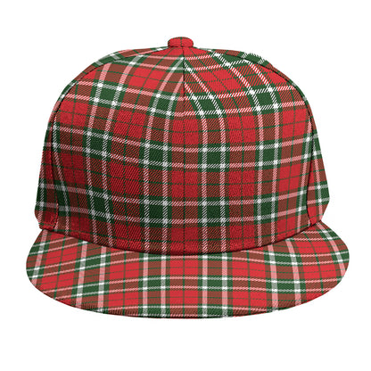Red Green And White Tartan Pattern Print Snapback Cap