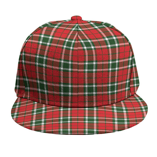 Red Green And White Tartan Pattern Print Snapback Cap