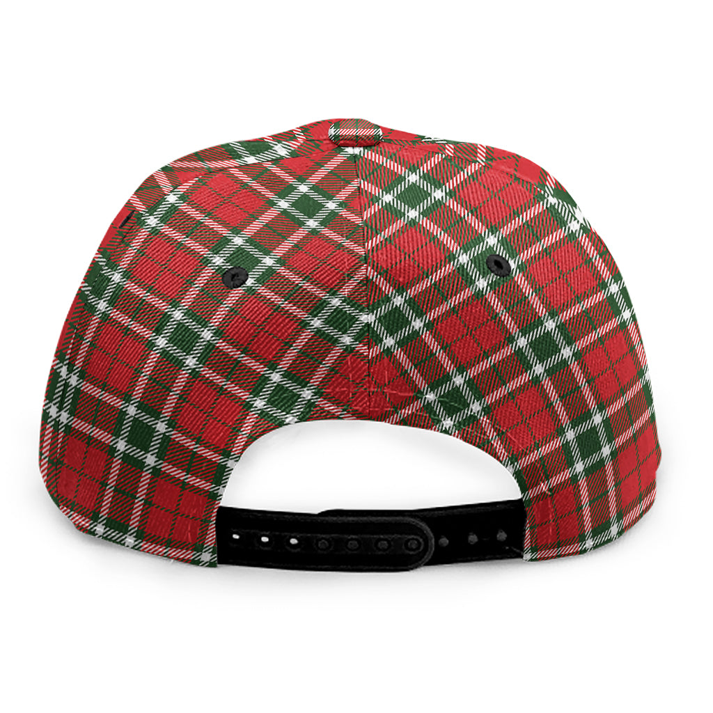 Red Green And White Tartan Pattern Print Snapback Cap