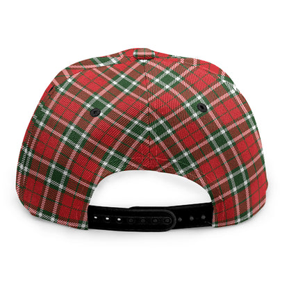 Red Green And White Tartan Pattern Print Snapback Cap