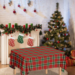 Red Green And White Tartan Pattern Print Tablecloth
