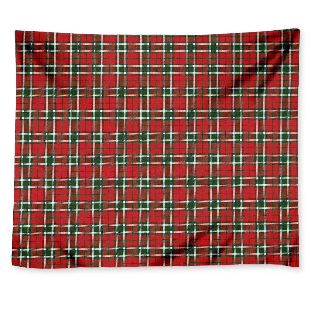 Red Green And White Tartan Pattern Print Tapestry