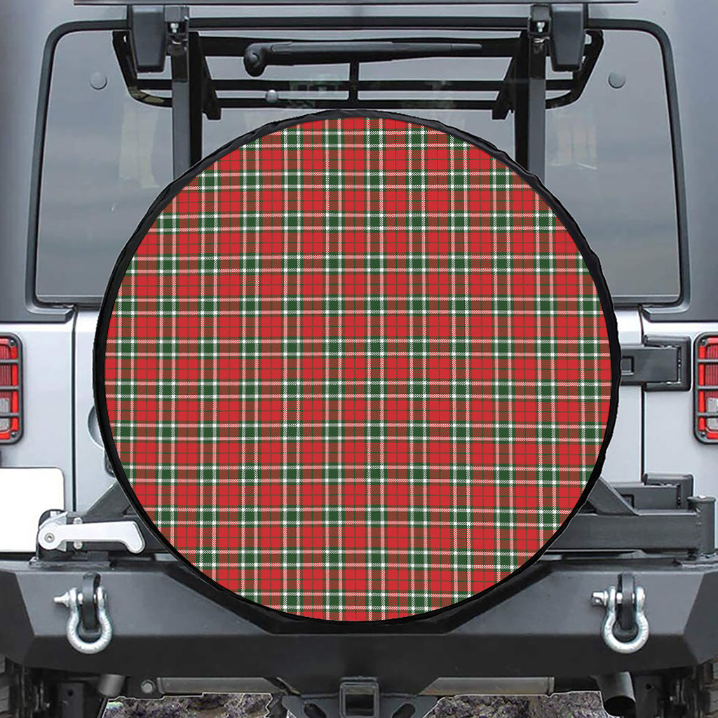 Red Green And White Tartan Pattern Print Tire Cover