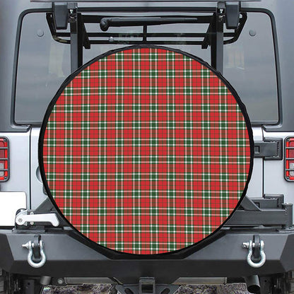 Red Green And White Tartan Pattern Print Tire Cover