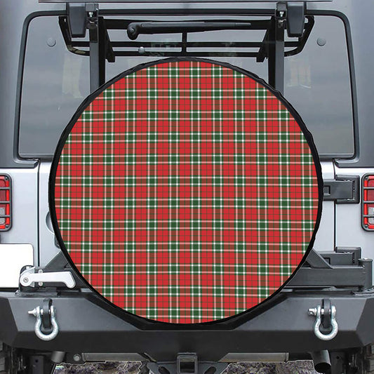 Red Green And White Tartan Pattern Print Tire Cover