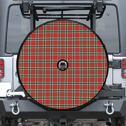 Red Green And White Tartan Pattern Print Tire Cover With Camera Hole