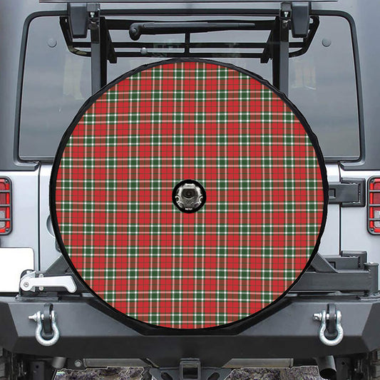 Red Green And White Tartan Pattern Print Tire Cover With Camera Hole