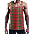 Red Green And White Tartan Pattern Print Men's Workout Tank Top