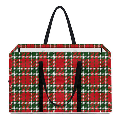 Red Green And White Tartan Pattern Print Utility Tote Bag