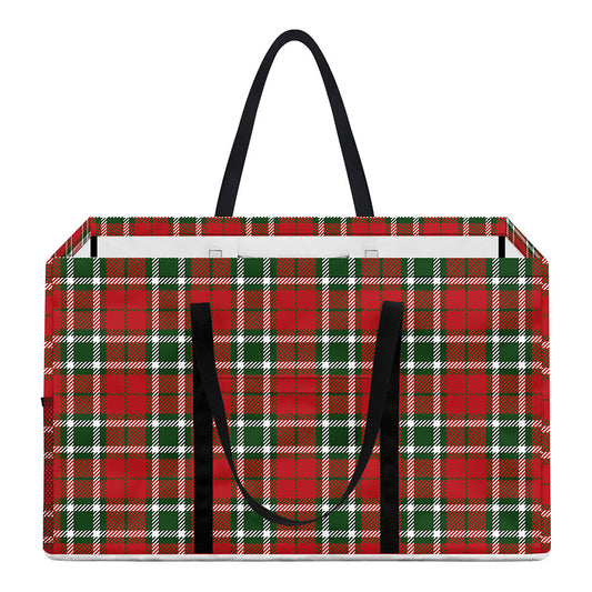 Red Green And White Tartan Pattern Print Utility Tote Bag