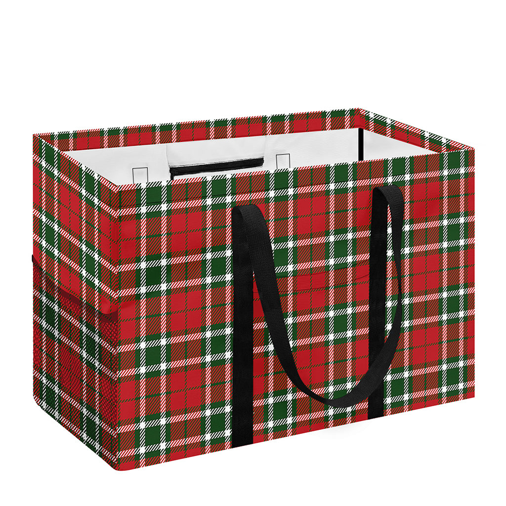 Red Green And White Tartan Pattern Print Utility Tote Bag