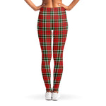 Red Green And White Tartan Pattern Print Women's Leggings