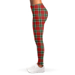 Red Green And White Tartan Pattern Print Women's Leggings