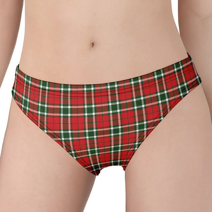 Red Green And White Tartan Pattern Print Women's Panties