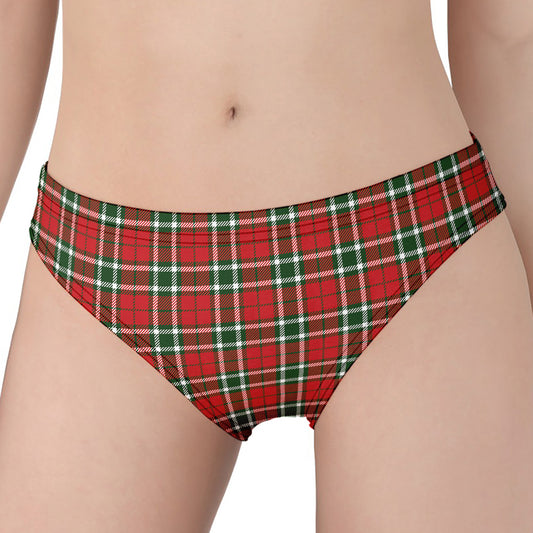 Red Green And White Tartan Pattern Print Women's Panties
